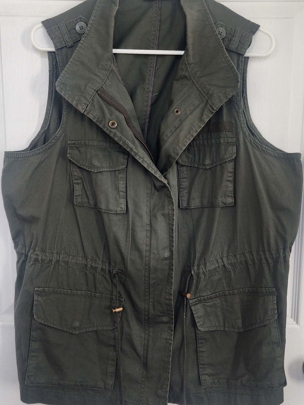 Sleeveless Utility Vest - Olive Green 1X